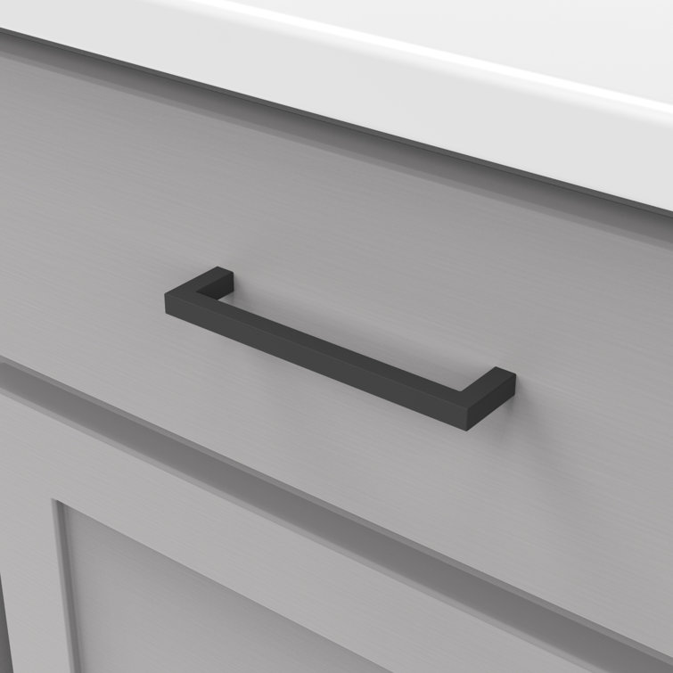 Matte Black Aluminum Modern Bar Drawer Pulls, 5-1/16" Center