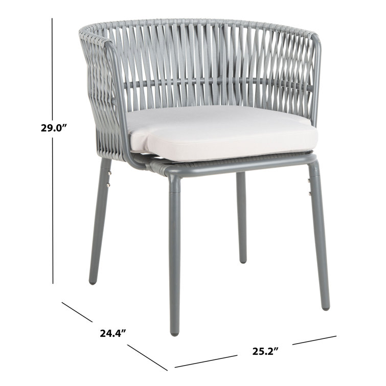 Gray Rope and Aluminum Outdoor Dining Chair with Cushions