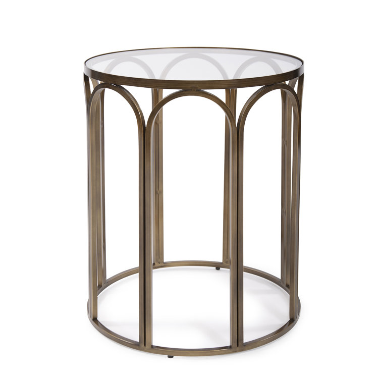 Round Clear Glass Top Metal Frame Side Table