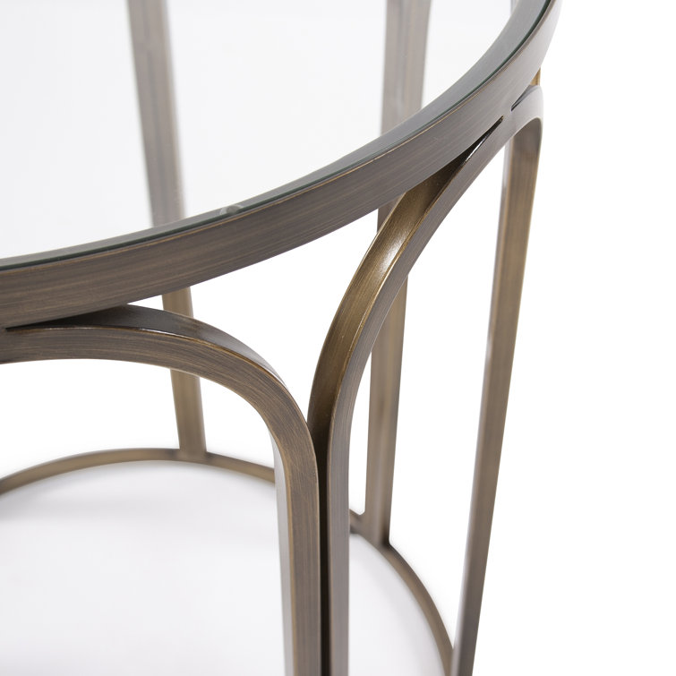 Round Clear Glass Top Metal Frame Side Table