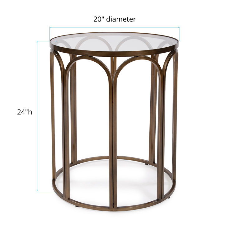Round Clear Glass Top Metal Frame Side Table
