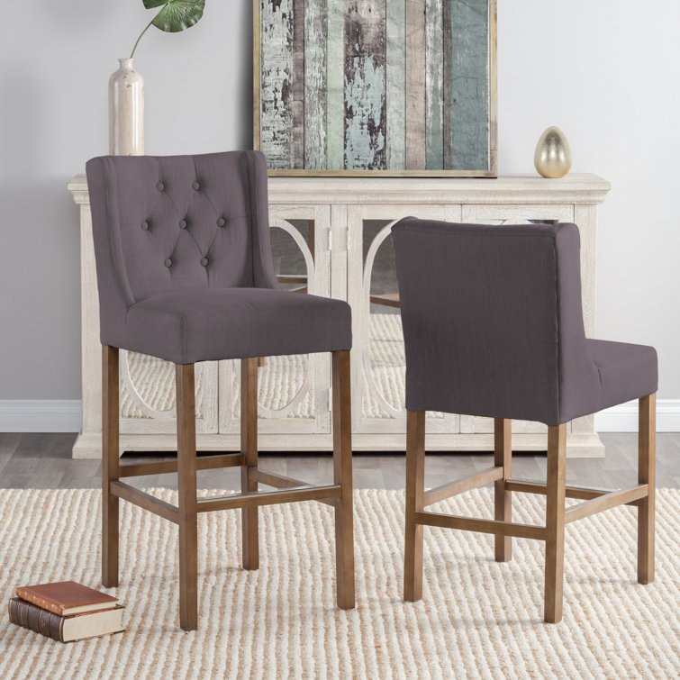 Transitional Avah Swivel Bar & Counter Stool in Brown Wood & Metal