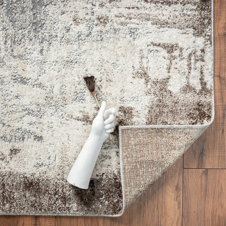 8' x 10' Brown Abstract Synthetic Area Rug