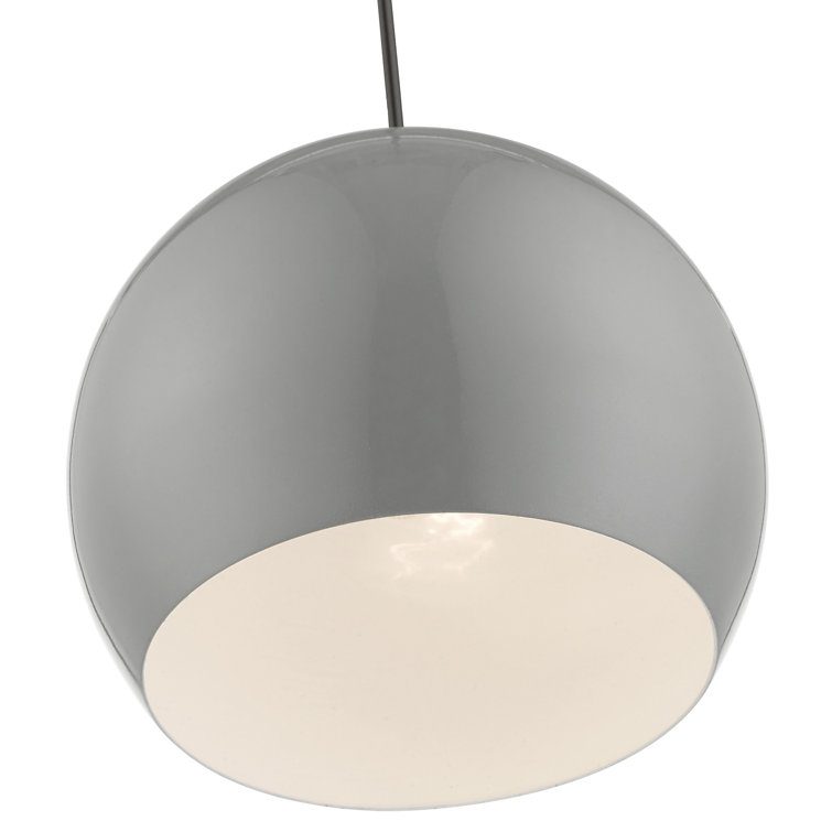 Shiny Light Gray Aluminum Globe Pendant Light