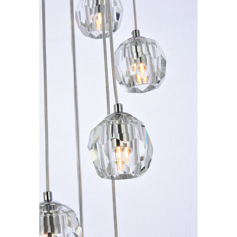 Eren 10-Light Chrome and Crystal Cluster Pendant