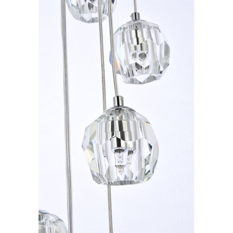Eren 10-Light Chrome and Crystal Cluster Pendant