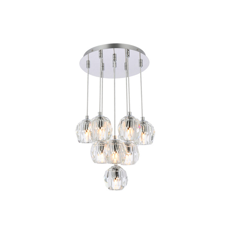Eren 10-Light Chrome and Crystal Cluster Pendant
