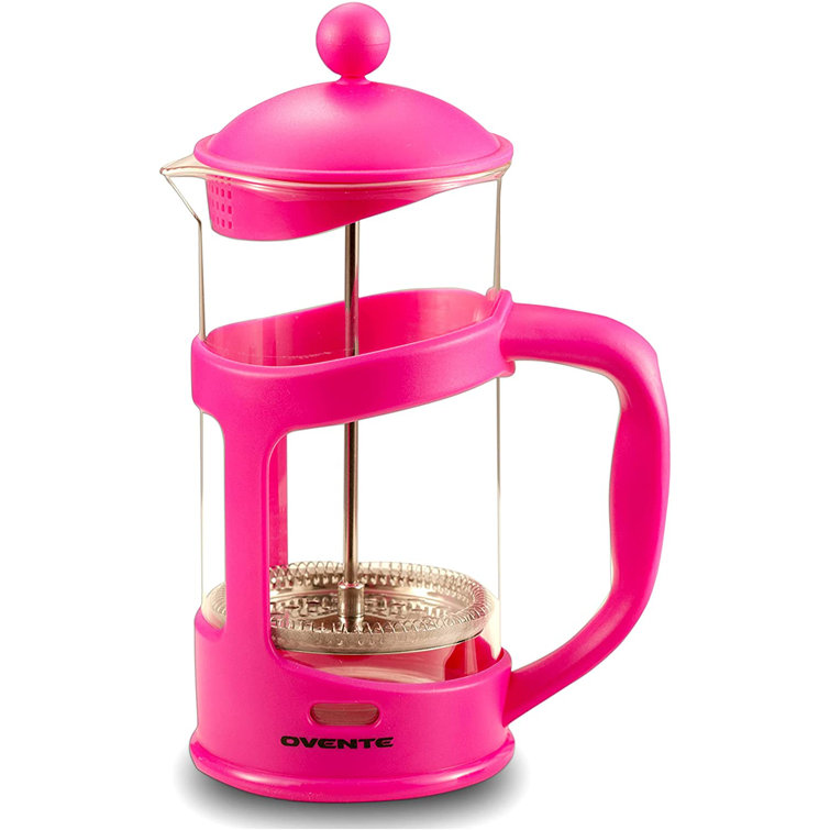Red 34 Oz Glass and Stainless Steel French Press Coffee Maker