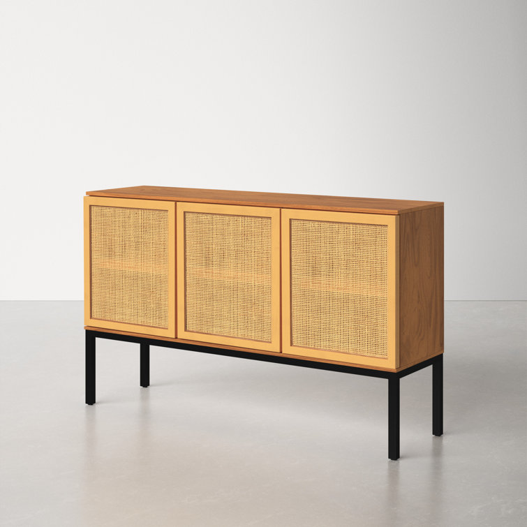 Zadie Natural Rattan 58'' Sideboard with Black Legs