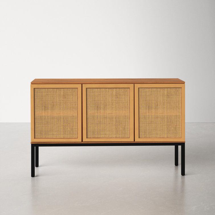 Zadie Natural Rattan 58'' Sideboard with Black Legs