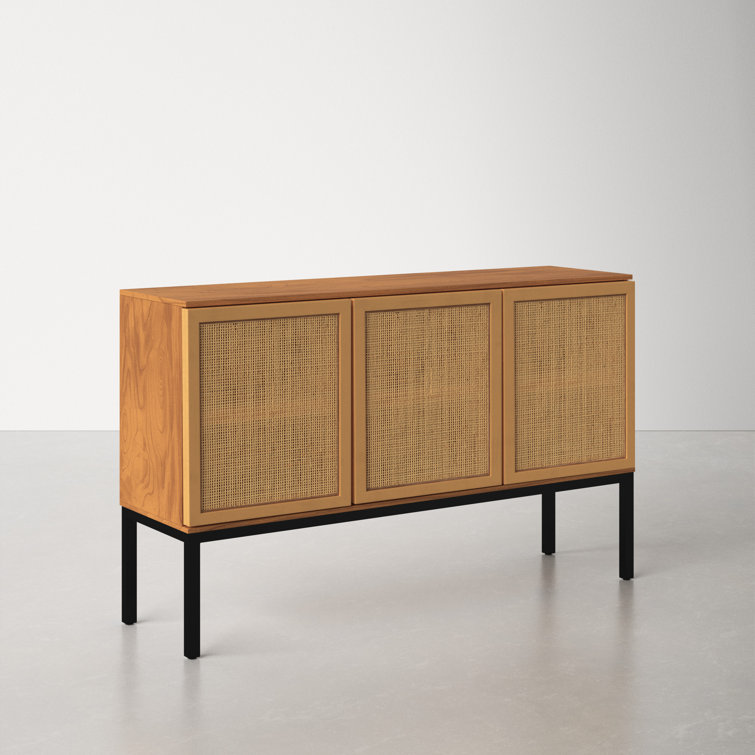 Zadie Natural Rattan 58'' Sideboard with Black Legs