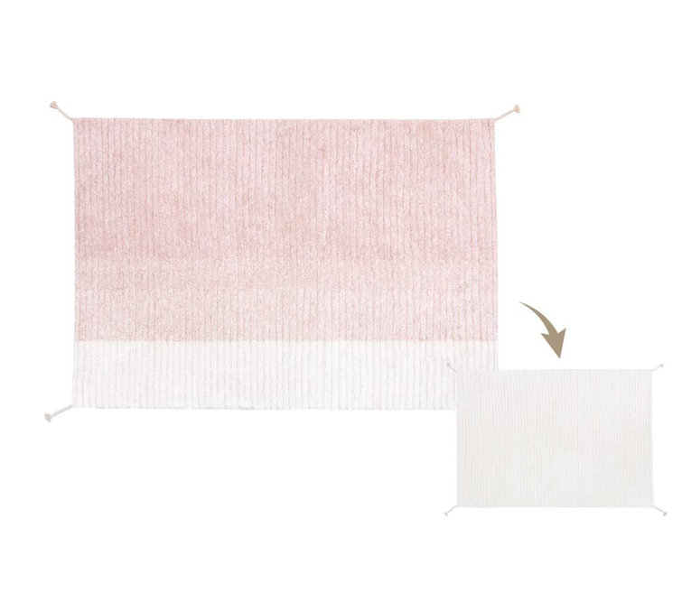 Gelato Pink and Ivory Reversible Wool Cotton Rug
