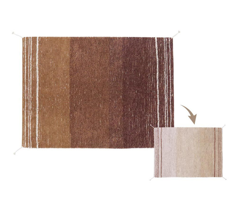 Handmade Reversible Cotton Toffee Stripe Rectangular Rug