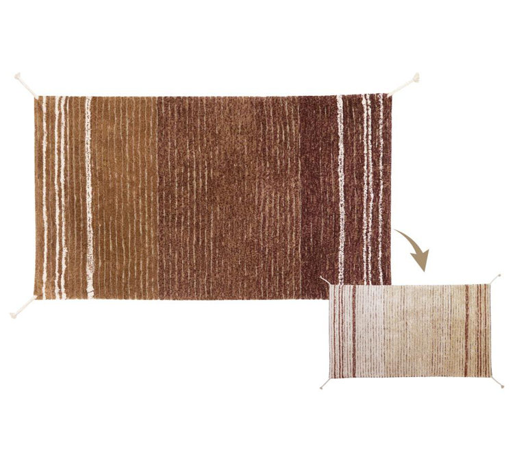 Reversible Toffee and Natural Cotton Striped Rug