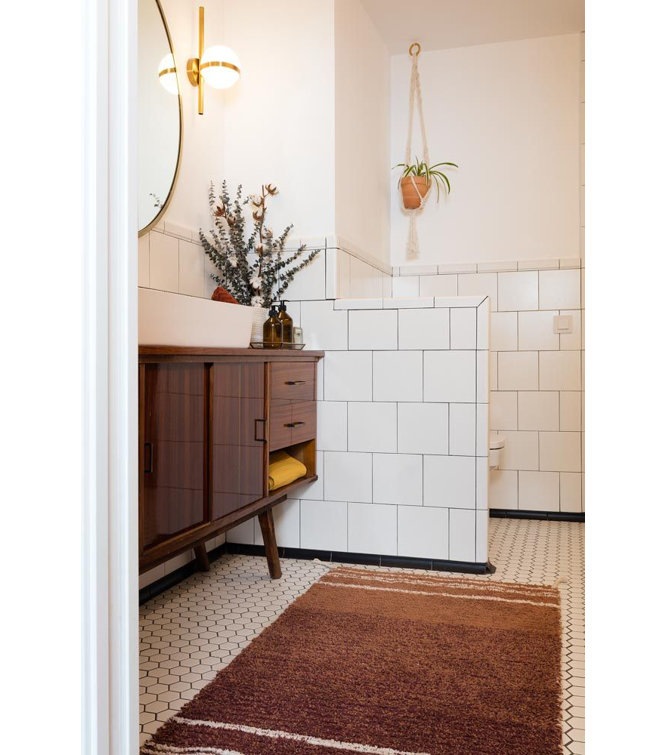 Reversible Toffee and Natural Cotton Striped Rug