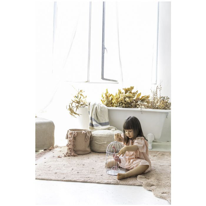 Natural Round Braided Pouf with Removable Washable Cover