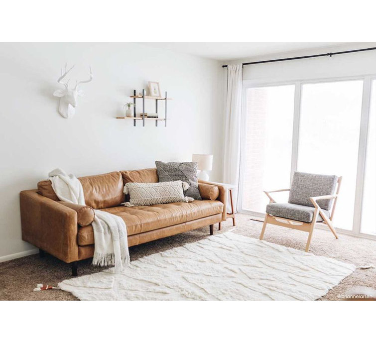 Scandinavian Ivory Wool Handmade Accent Rug with Tassels