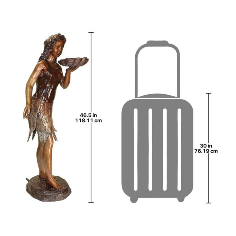 Bronze Leaf Maiden Garden Statue with Seashell