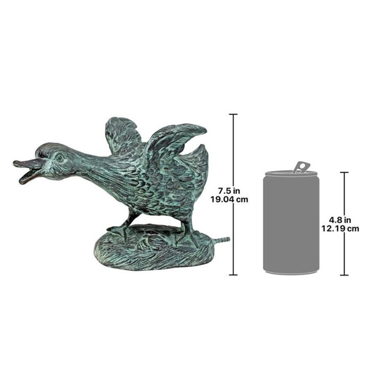 Emerald Verde Bronze Running Duck Garden Statue