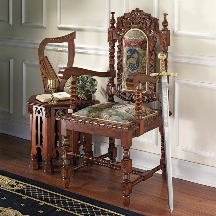 Chicago Bears Handcrafted Walnut Wood High-Back Accent Chair