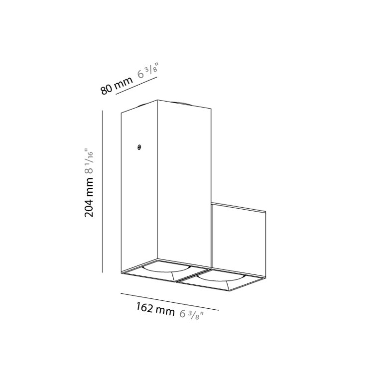 Dau 2-Light 6.4" Brushed Aluminum Cluster Square Spotlight