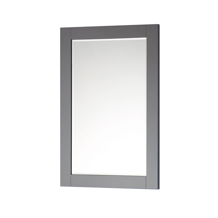 Ivy 24" Gray Wood Rectangular Bathroom Wall Mirror