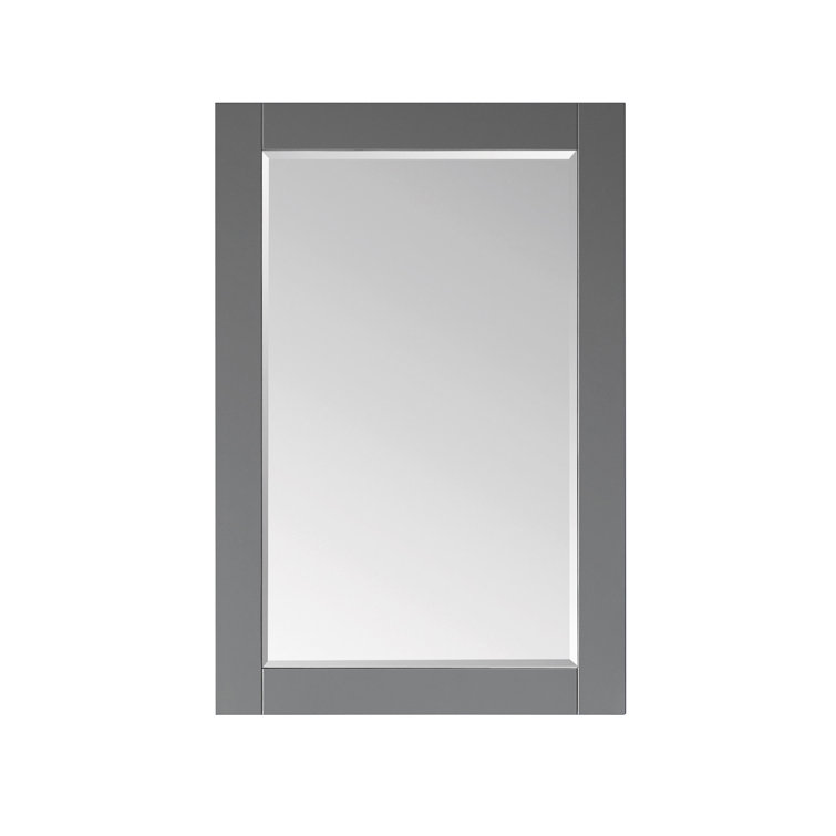 Ivy 24" Gray Wood Rectangular Bathroom Wall Mirror