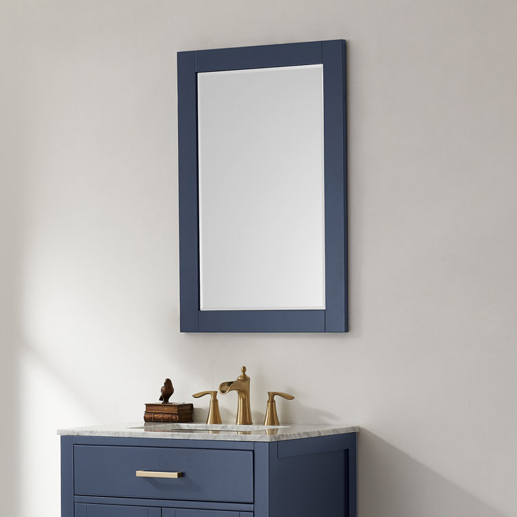 Ivy 36"x24" Rectangular Royal Blue Wood Bathroom Wall Mirror