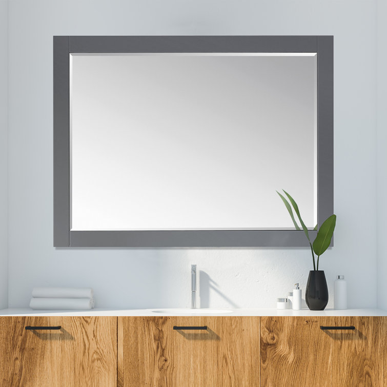 Elegant Ivy 48" Gray Wood Framed Rectangular Bathroom Mirror