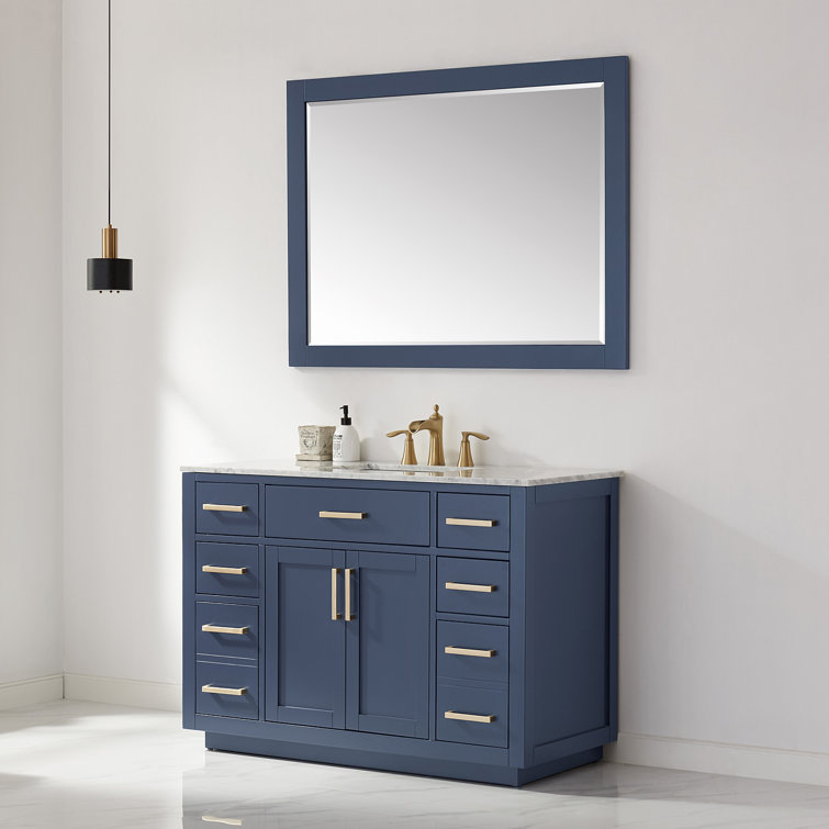 Ivy 48" Rectangular Dark Wood Bathroom Wall Mirror