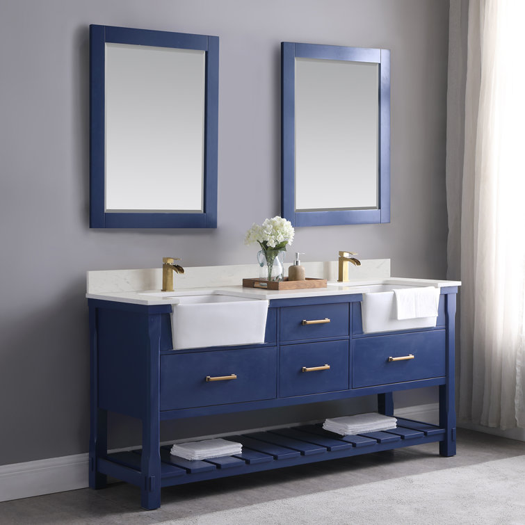 Maribella 36" Rectangular Wood Framed Bathroom Vanity Mirror in Silver