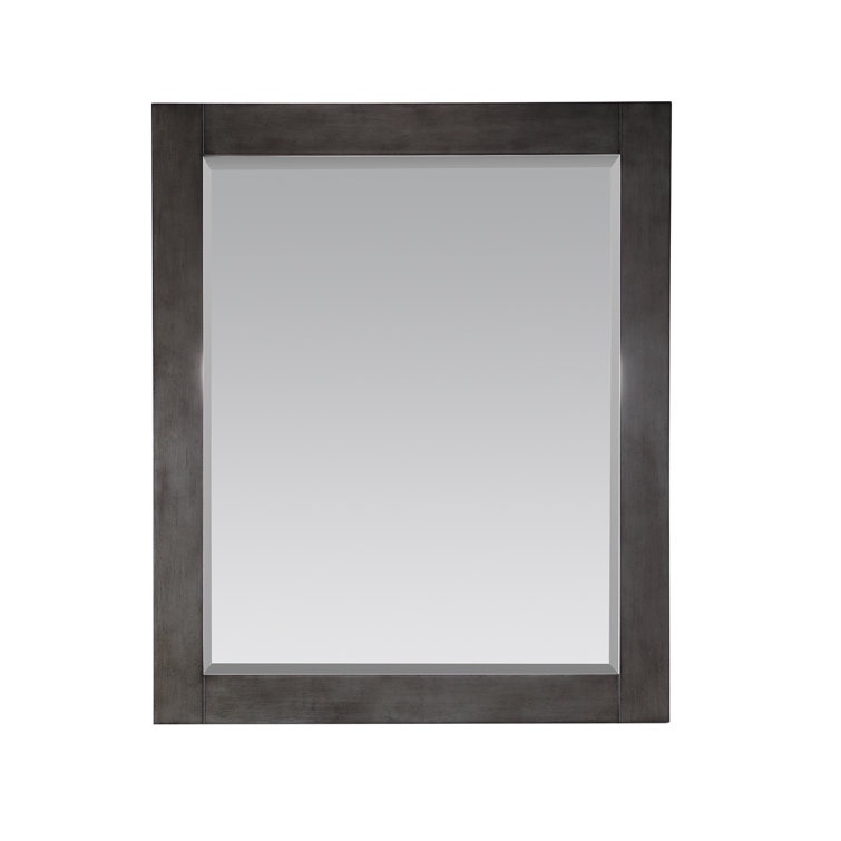 Ivy 28" Silver Rectangular Wood Bathroom Mirror