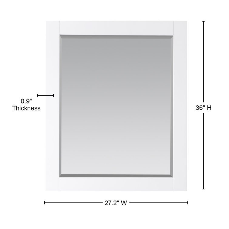 Maribella 36" Rectangular Wood Framed Bathroom Vanity Mirror in Silver