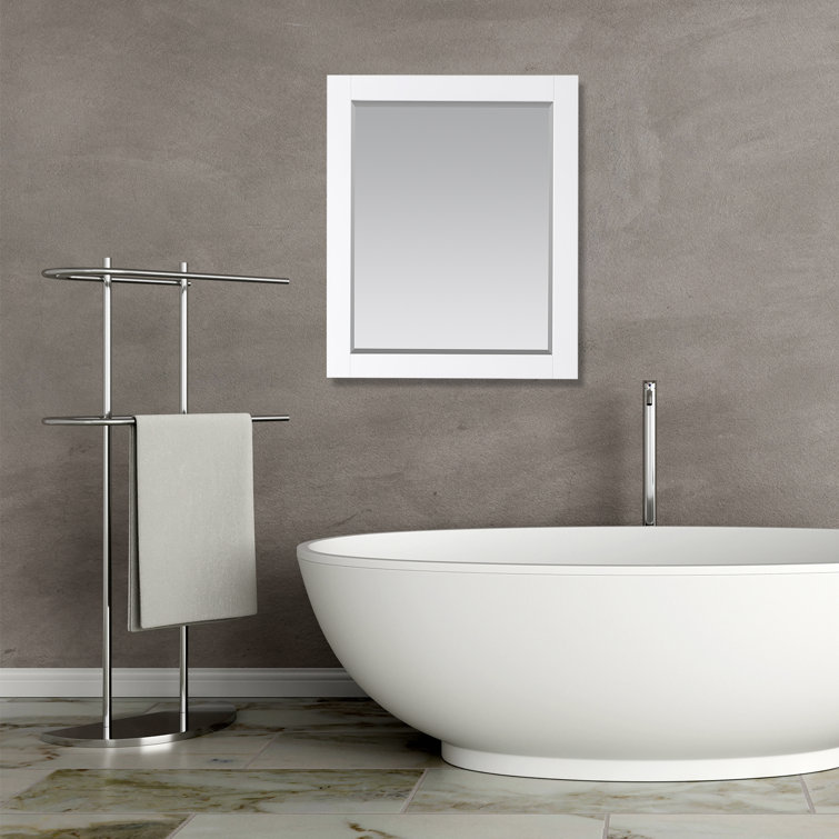 Maribella 36" Rectangular Wood Framed Bathroom Vanity Mirror in Silver