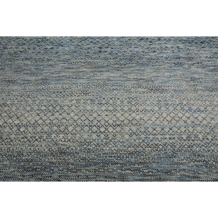 Oriental Elegance Hand-Knotted Beige, Gray & Blue Wool Rug 9' x 12'