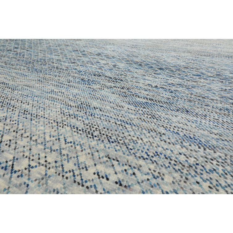 Oriental Elegance Hand-Knotted Beige, Gray & Blue Wool Rug 9' x 12'