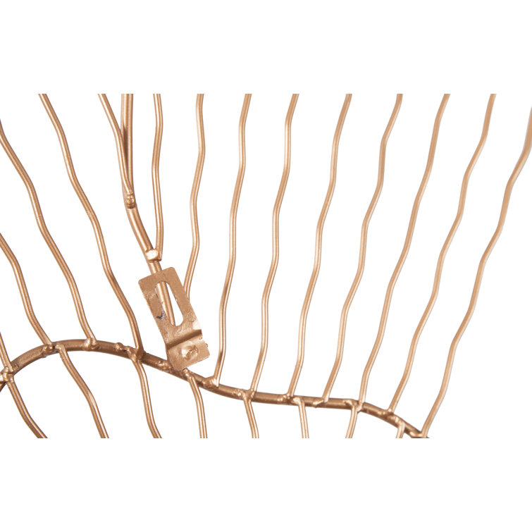 Copper Wire Flower Wall Sculpture, 36" Contemporary Art