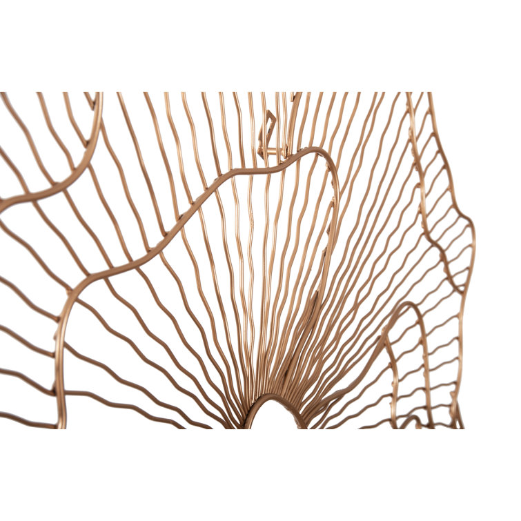 Copper Wire Flower Wall Sculpture, 36" Contemporary Art