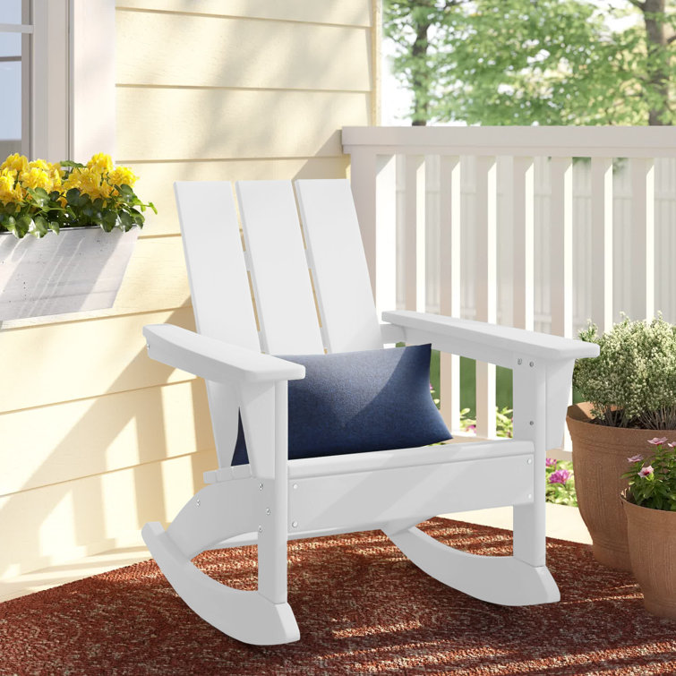 White Modern Adirondack Outdoor Rocking Chair