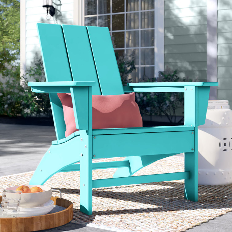 Aruba Blue High-Density Polyethylene Modern Adirondack Chair