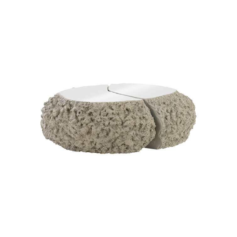 Ashen Gray Oval Coffee Table with Chrome Metal Accent