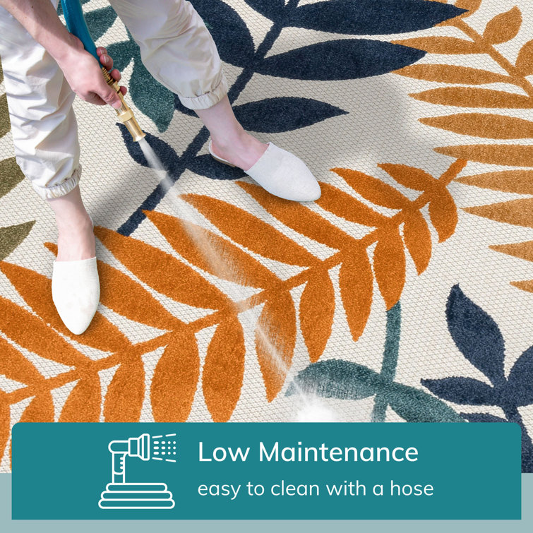 Ivory Multi Tropical Floral 4' x 6' Reversible Area Rug