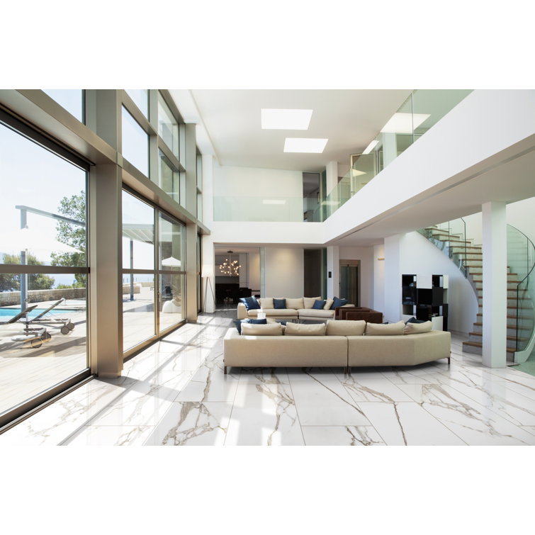 Savoy Large Format Light Crema Porcelain Marble Look Tile