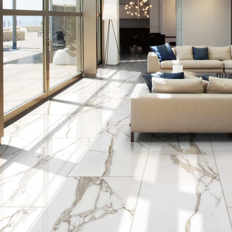 Savoy Large Format Light Crema Porcelain Marble Look Tile