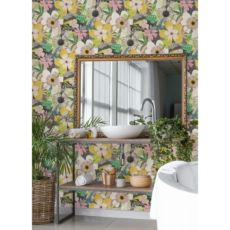Mustard Yellow Floral Non-Woven Removable Wallpaper Roll
