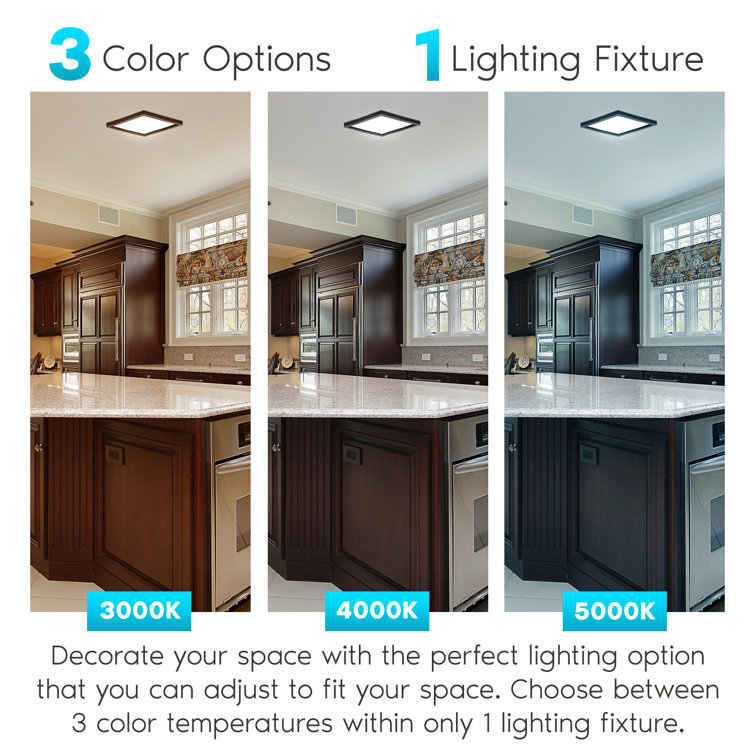 Black 9 Inch Square LED Flush Mount Ceiling Light