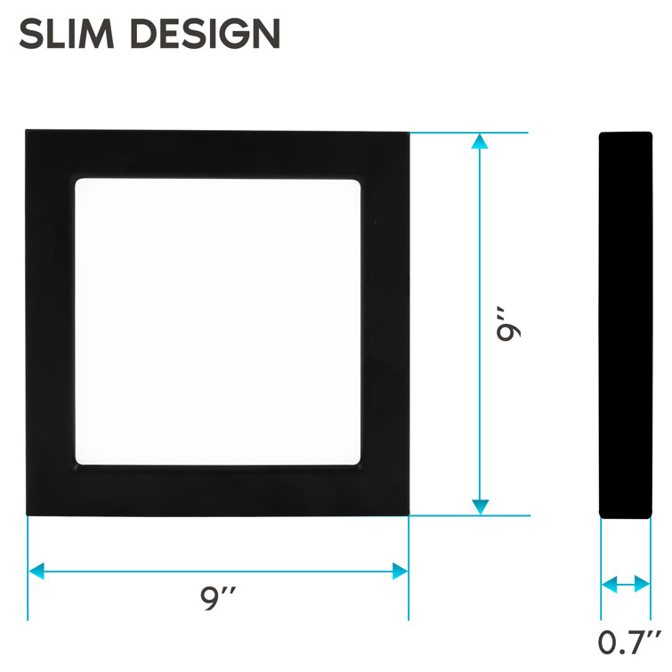 Black 9 Inch Square LED Flush Mount Ceiling Light