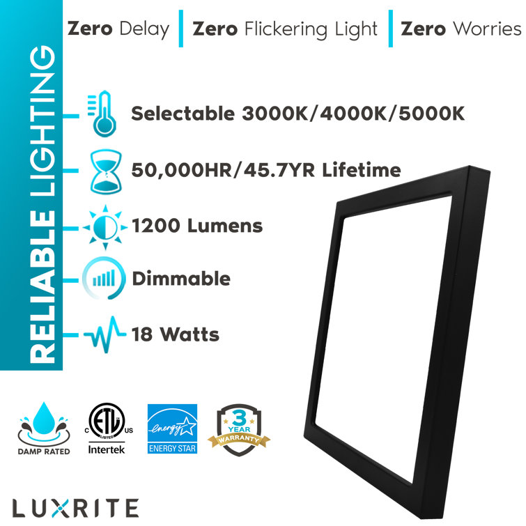 Black 9 Inch Square LED Flush Mount Ceiling Light