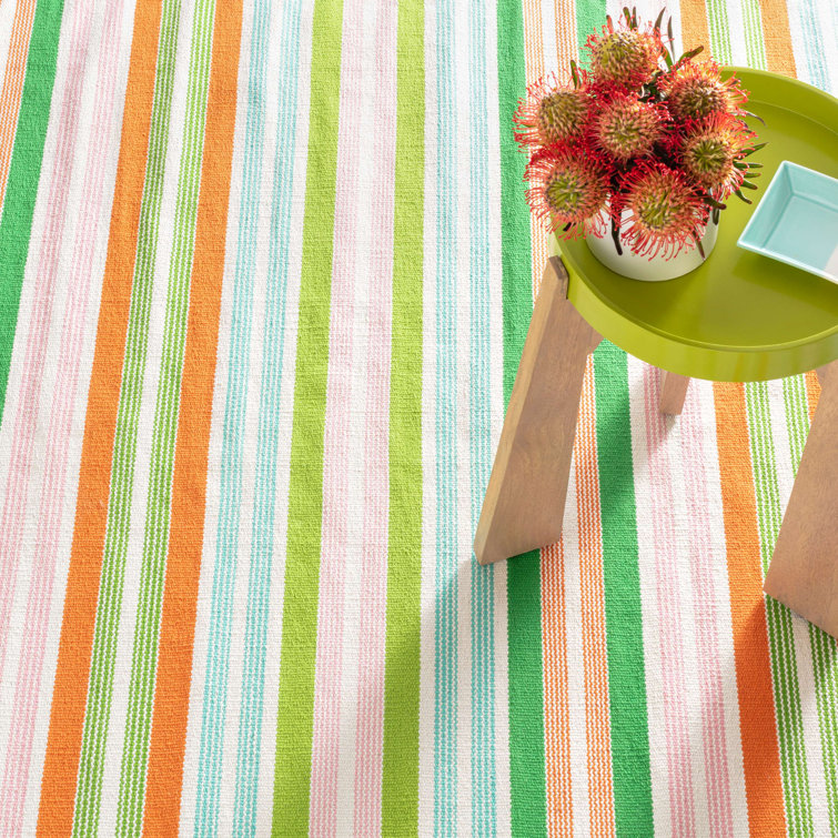 Spring Stripe Handwoven Cotton and Synthetic Reversible Rug 4' x 6'