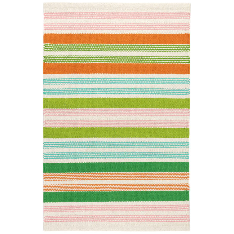 Spring Stripe Handwoven Cotton and Synthetic Reversible Rug 4' x 6'